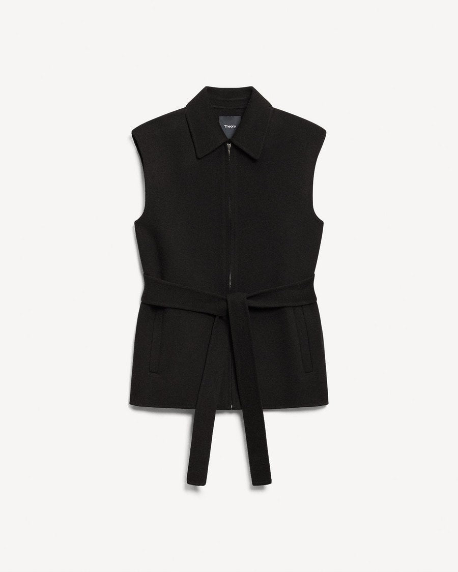 Belted Vest in Double-Face Wool-Cashmere