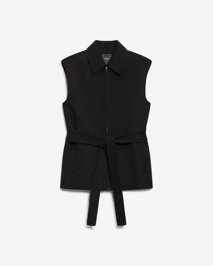 Belted Vest in Double-Face Wool-Cashmere