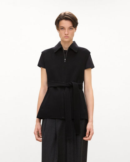 Belted Vest in Double-Face Wool-Cashmere