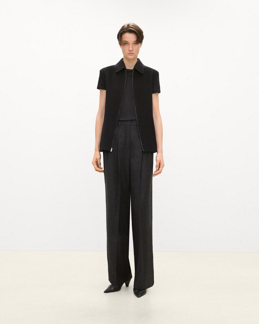 Belted Vest in Double-Face Wool-Cashmere