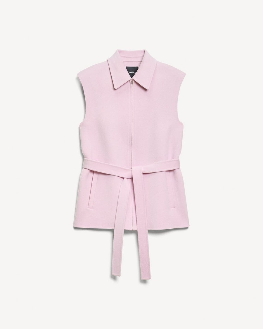 Belted Vest in Double-Face Wool-Cashmere