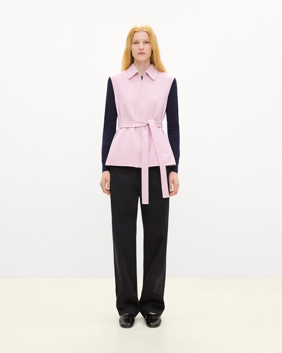Belted Vest in Double-Face Wool-Cashmere