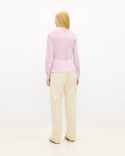 Cowl Neck Long-Sleeve Blouse in Washable Silk Georgette