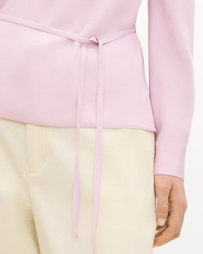 Cowl Neck Long-Sleeve Blouse in Washable Silk Georgette