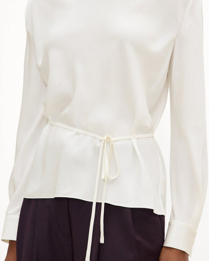 Cowl Neck Long-Sleeve Blouse in Washable Silk Georgette