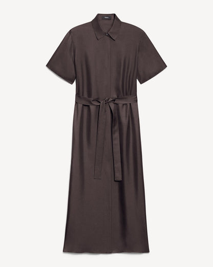 Belted Shirt Dress in Mod Silk Twill