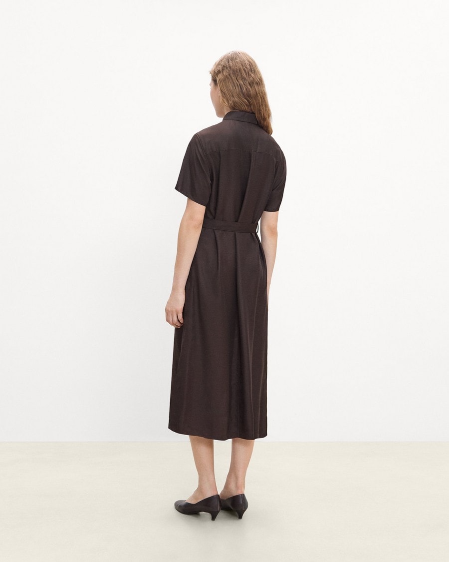 Belted Shirt Dress in Mod Silk Twill