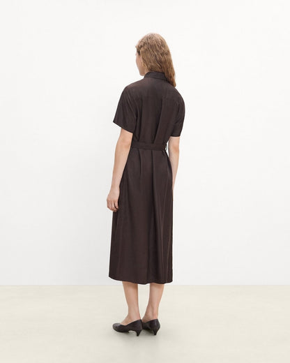Belted Shirt Dress in Mod Silk Twill