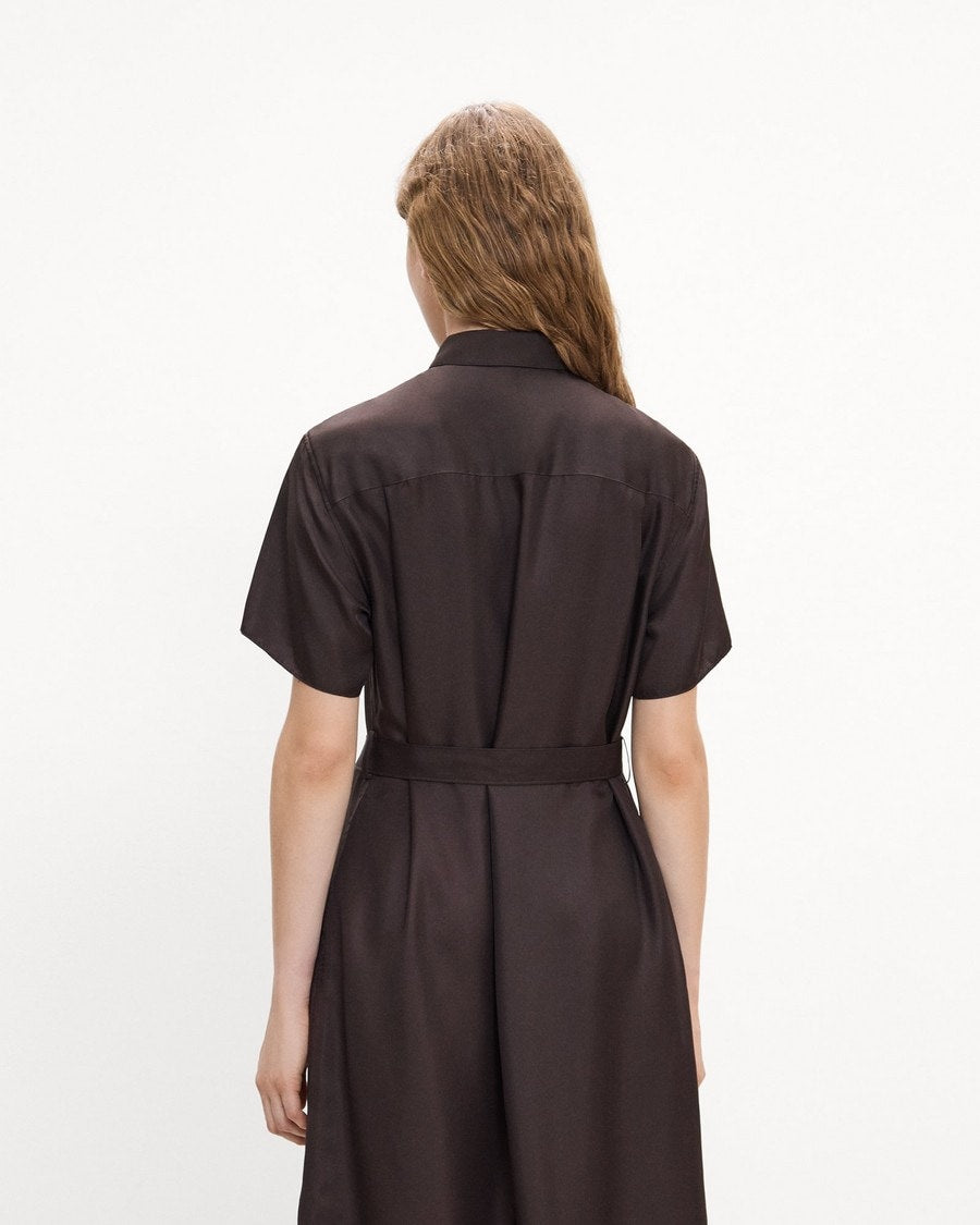 Belted Shirt Dress in Mod Silk Twill