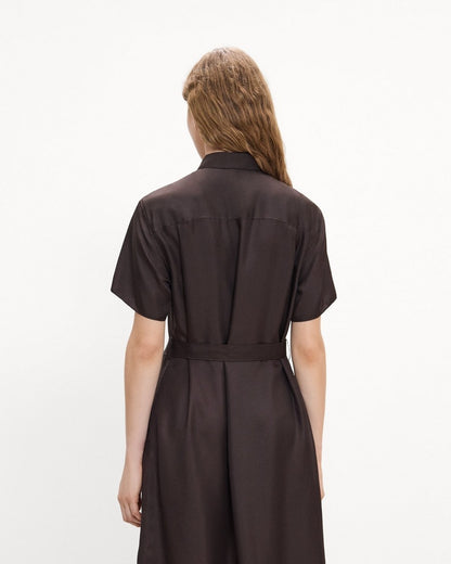 Belted Shirt Dress in Mod Silk Twill