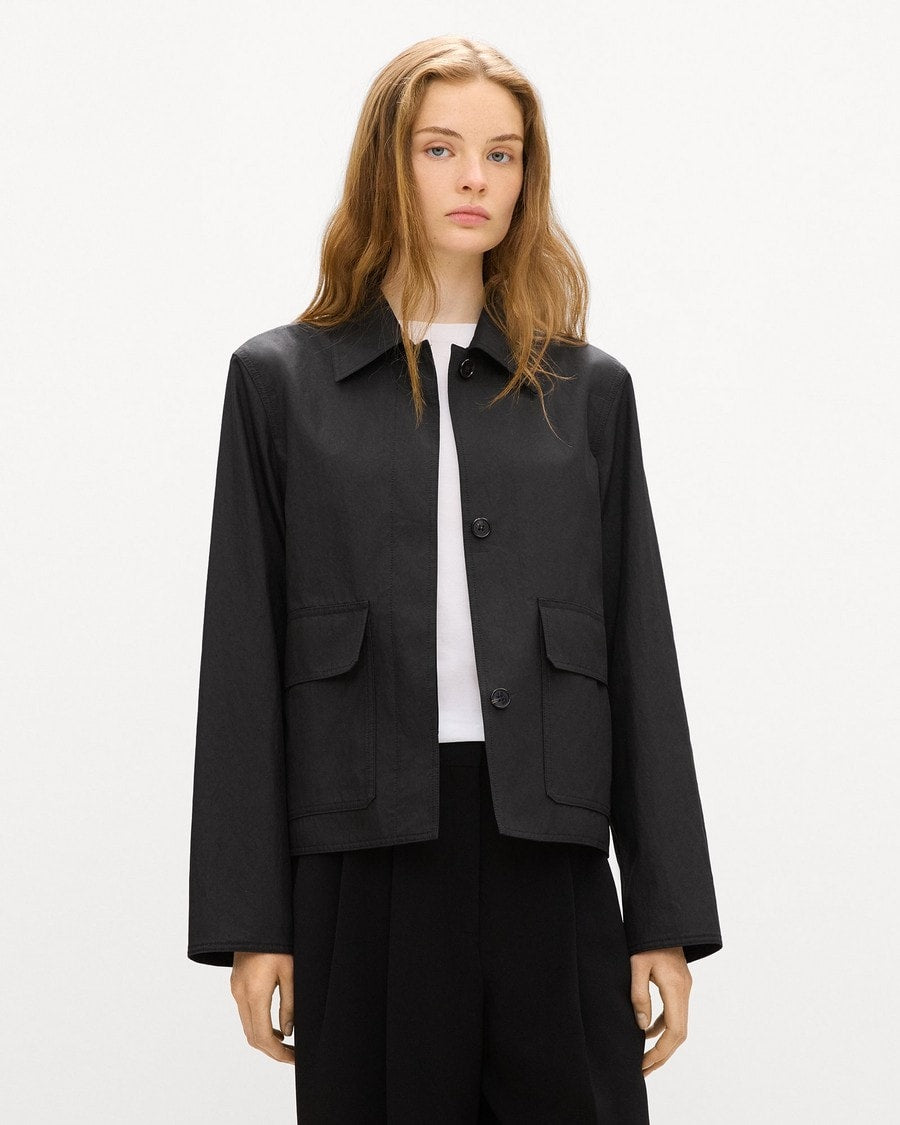 Boxy Patch Pocket Jacket in Trench Cotton