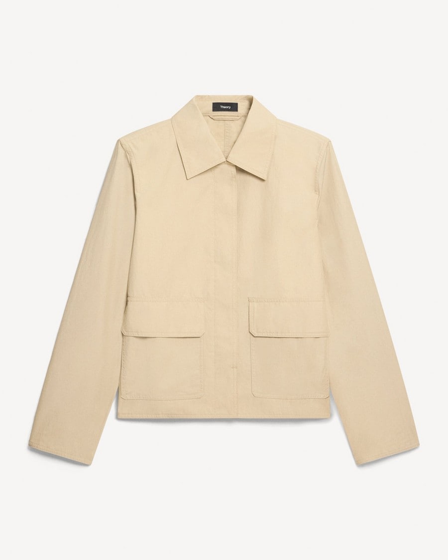 Boxy Patch Pocket Jacket in Trench Cotton