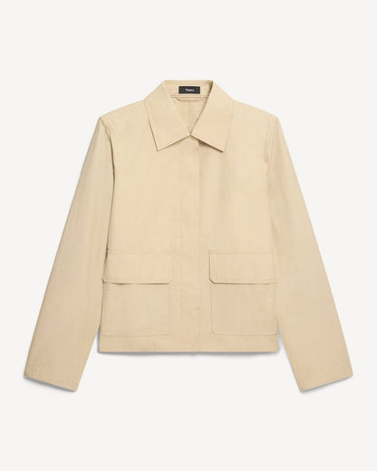 Boxy Patch Pocket Jacket in Trench Cotton