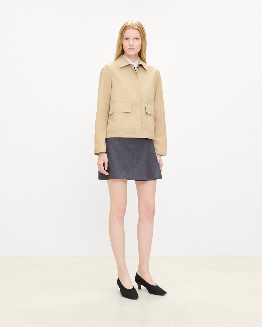Boxy Patch Pocket Jacket in Trench Cotton