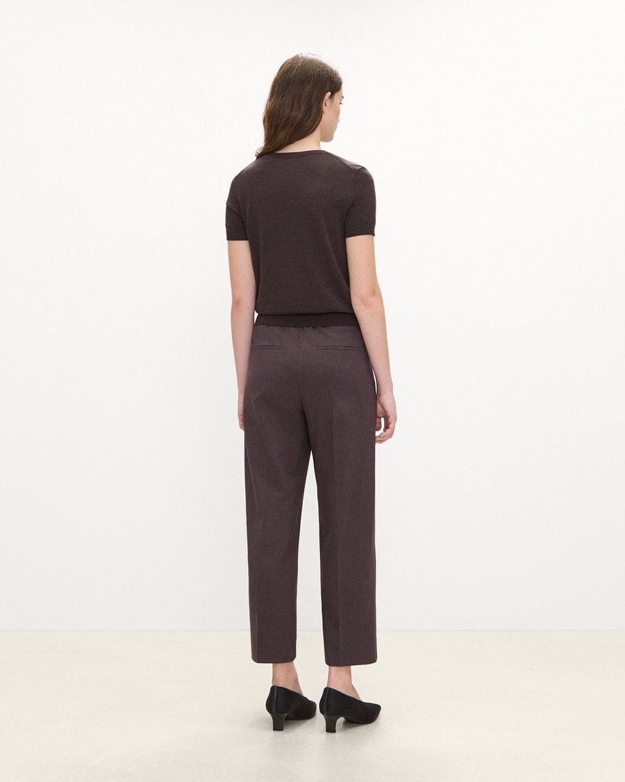 Classic Straight Pull-On Pant in Mélange Crepe