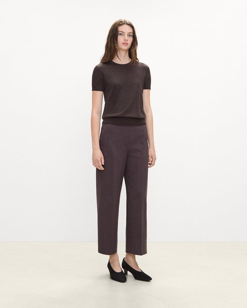 Classic Straight Pull-On Pant in Mélange Crepe