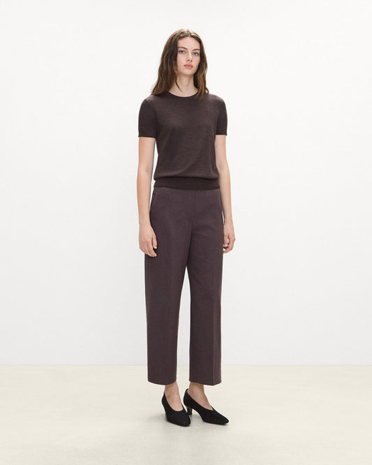 Classic Straight Pull-On Pant in Mélange Crepe