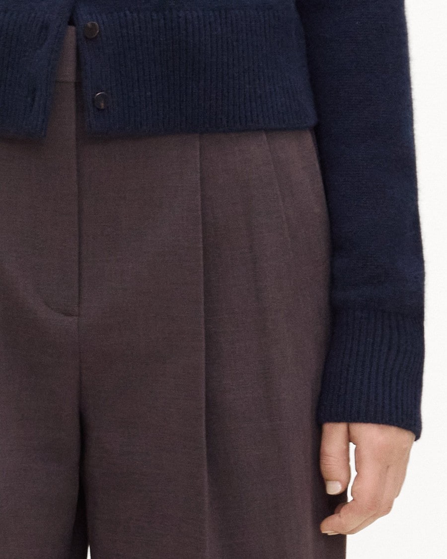 Double Pleat Pant in Mélange Crepe