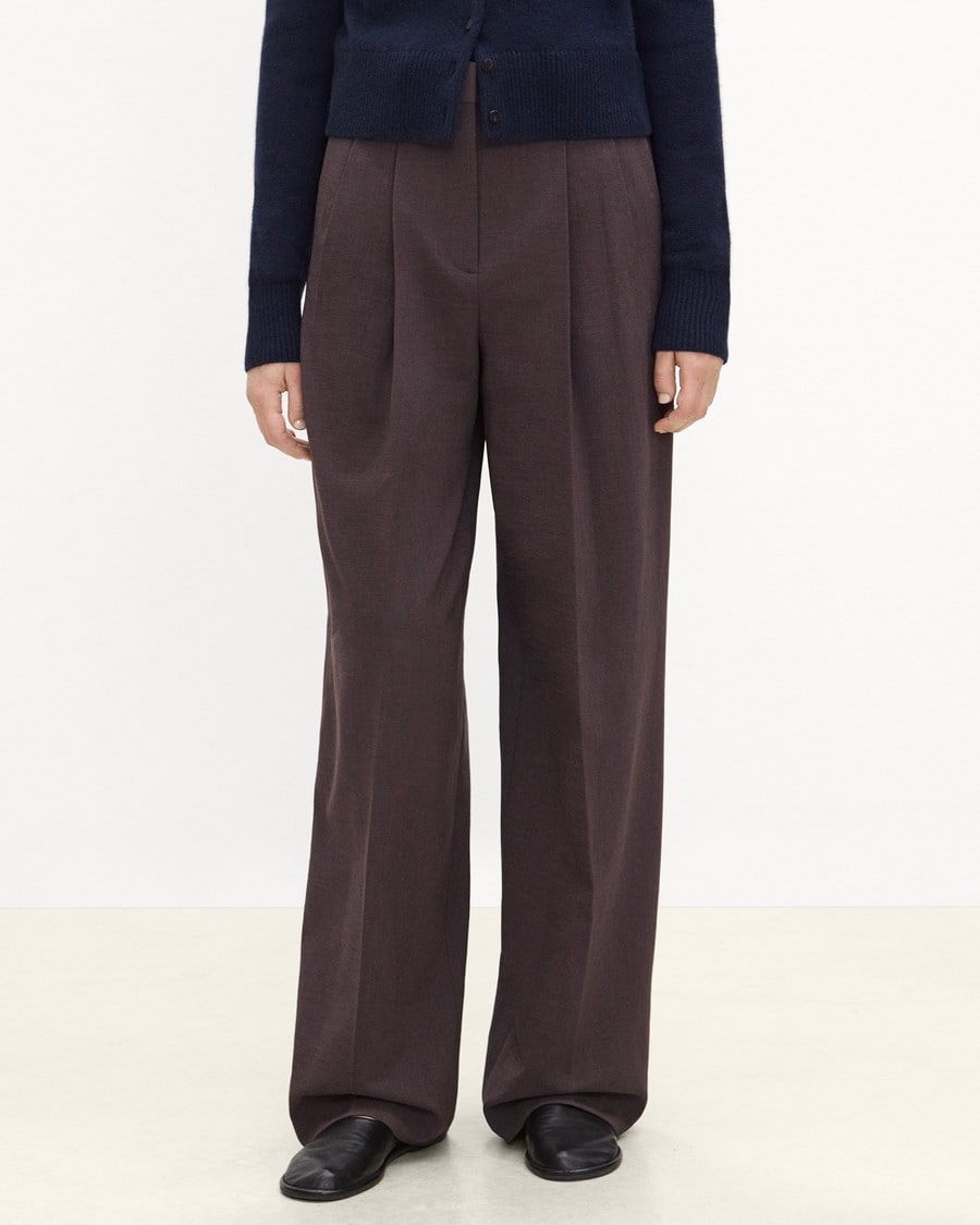 Double Pleat Pant in Mélange Crepe
