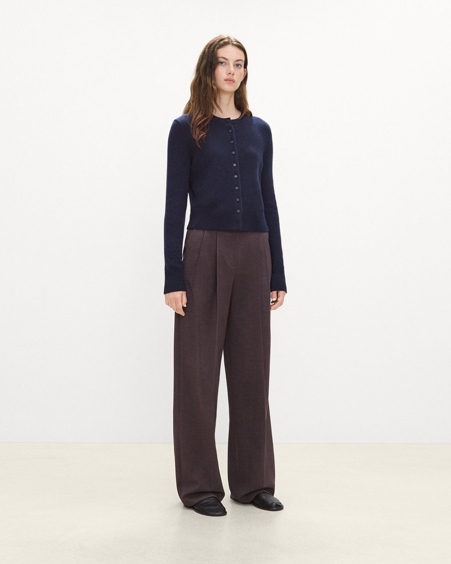 Double Pleat Pant in Mélange Crepe