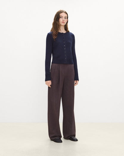 Double Pleat Pant in Mélange Crepe