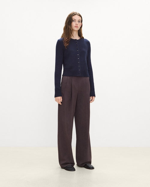 Double Pleat Pant in Mélange Crepe