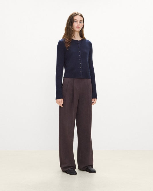 Double Pleat Pant in Mélange Crepe