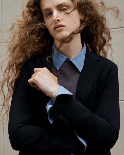 Flared Dress in Mélange Crepe