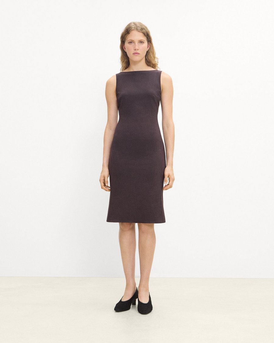 Flared Dress in Mélange Crepe