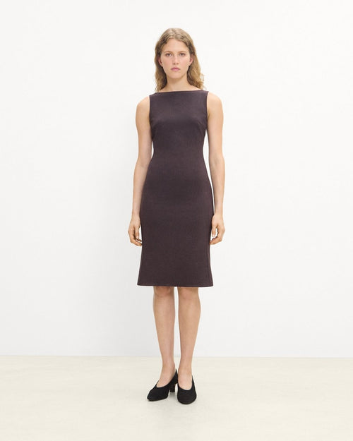 Flared Dress in Mélange Crepe