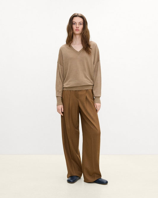Oversized V-Neck Sweater in Regal Wool