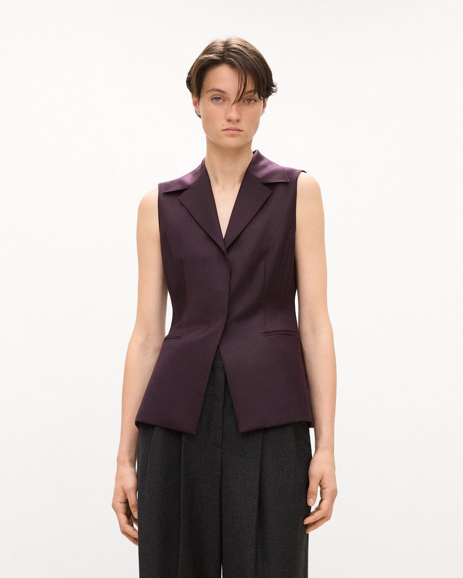 Slim Three-Button Vest in Sleek Flannel