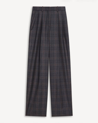 Double Pleat Pant, 33’’ in Plaid Sleek Flannel
