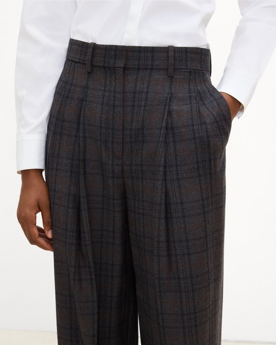 Double Pleat Pant, 33’’ in Plaid Sleek Flannel