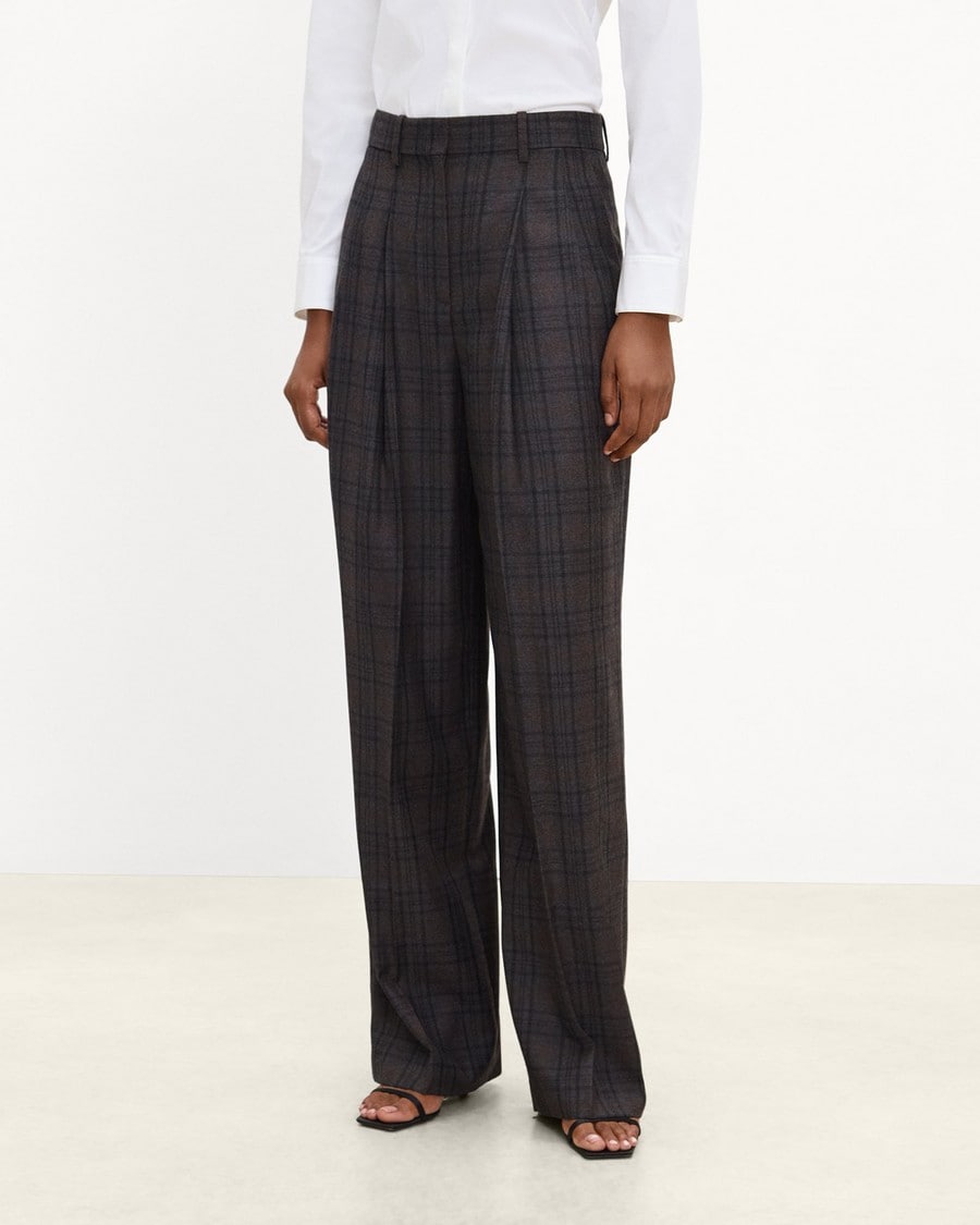 Double Pleat Pant, 33’’ in Plaid Sleek Flannel