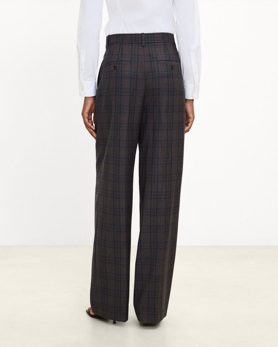 Double Pleat Pant, 33’’ in Plaid Sleek Flannel