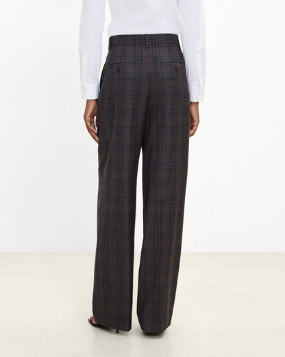 Double Pleat Pant, 33’’ in Plaid Sleek Flannel