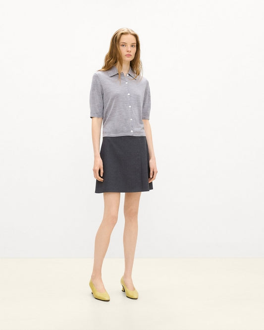Pleated A-Line Mini Skirt in Drape Flannel