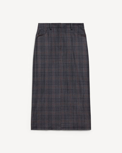 Vented Maxi Skirt in Plaid Sleek Flannel