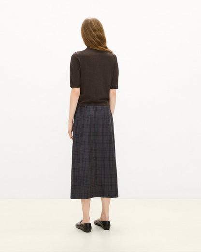 Vented Maxi Skirt in Plaid Sleek Flannel