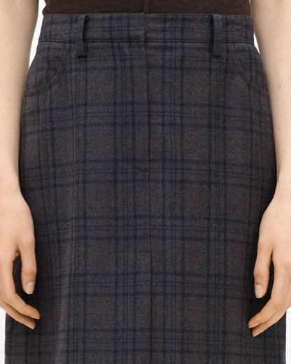 Vented Maxi Skirt in Plaid Sleek Flannel