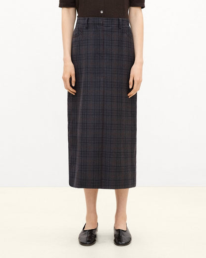 Vented Maxi Skirt in Plaid Sleek Flannel
