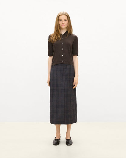 Vented Maxi Skirt in Plaid Sleek Flannel