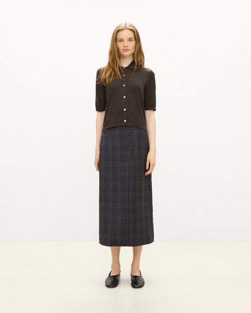 Vented Maxi Skirt in Plaid Sleek Flannel