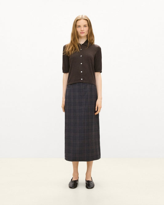 Vented Maxi Skirt in Plaid Sleek Flannel