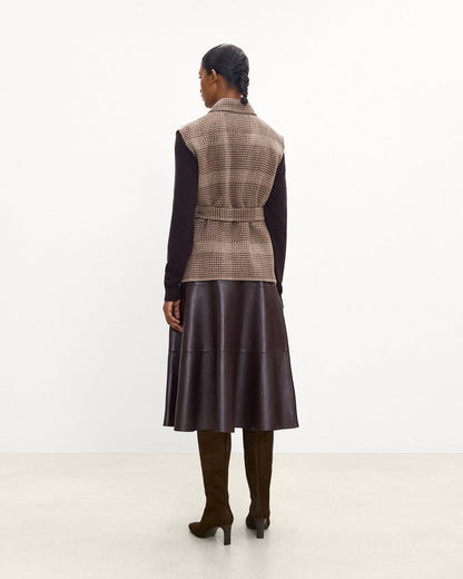Belted Vest in Plaid Wool-Cashmere