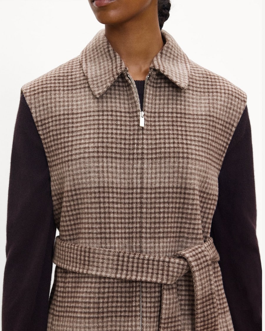 Belted Vest in Plaid Wool-Cashmere