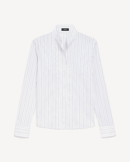 Tailored Shirt in Striped Poplin