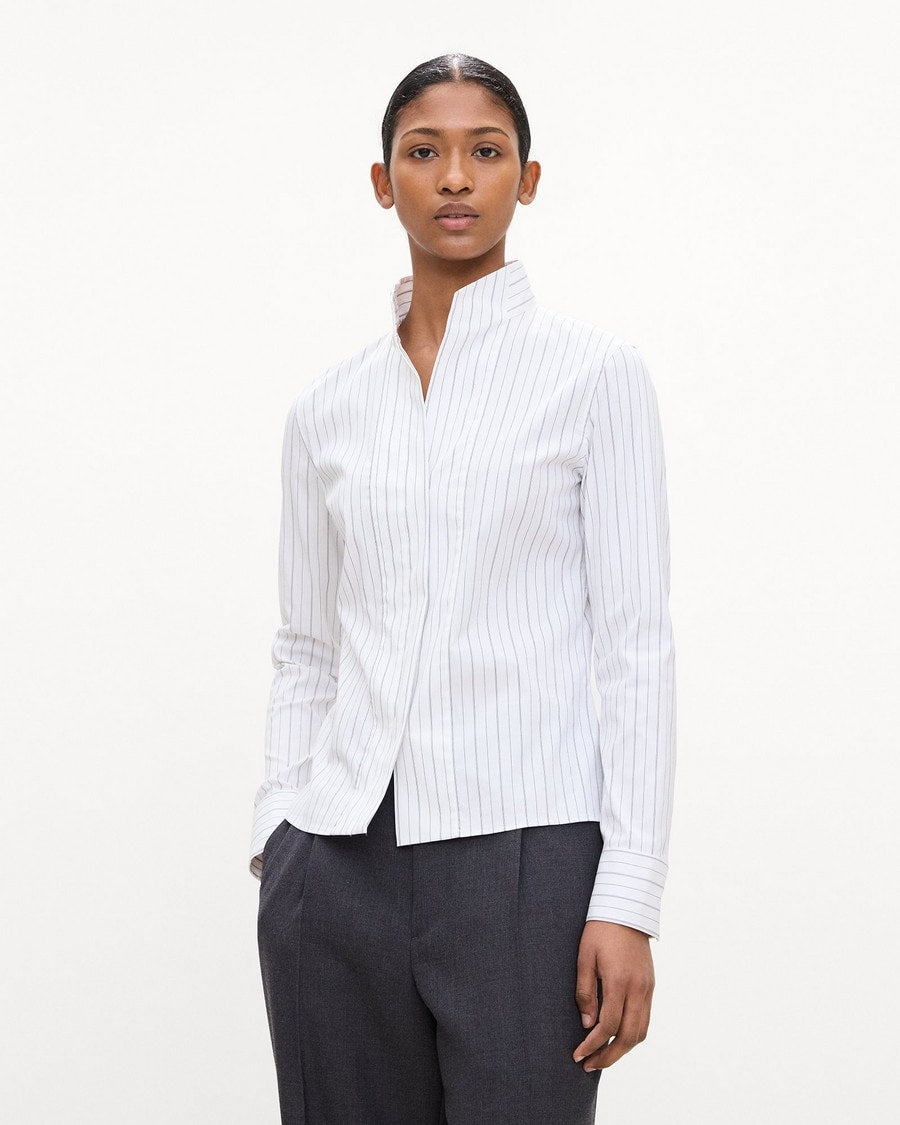 Tailored Shirt in Striped Poplin
