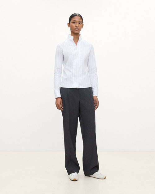 Tailored Shirt in Striped Poplin